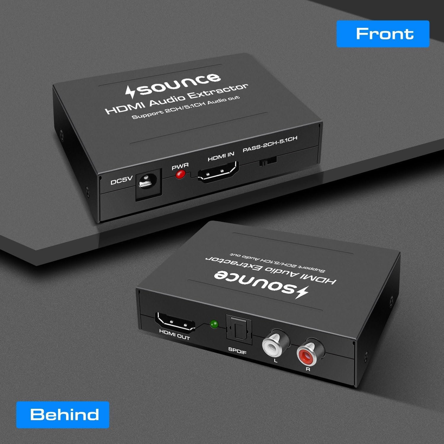 Sounce HDMI Audio Extractor HDMI to Optical SPDIF Toslink Converter HDMI Video Adapter Splitter-DAC Analog Stereo R/L Audio for Blu-ray DVD Players,Xbox One, Sky HD Box, PlayStation