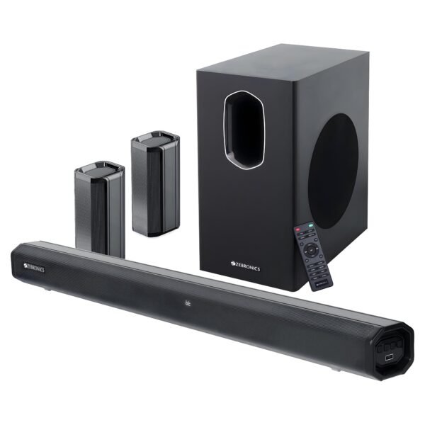 ZEBRONICS Juke BAR 7600 Soundbar, 300 Watts, 5.1 Surround, Dual Rear Satellites, Triple Driver Soundbar, 6.5"" Subwoofer, Bluetooth 5.0 | HDMI (ARC) | Optical | USB | AUX