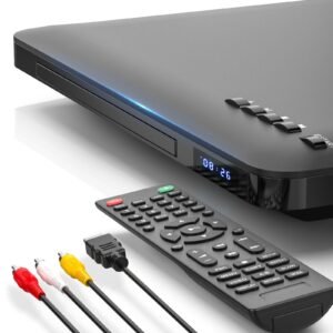 Home DVD Player for TVs, 1080P HD DVD Player, Support NTSC/PAL, Multi-Region, Memory Playback, USB, CD Player for Home Stereo System, RCA/HDMI Cables and Remote Control Included