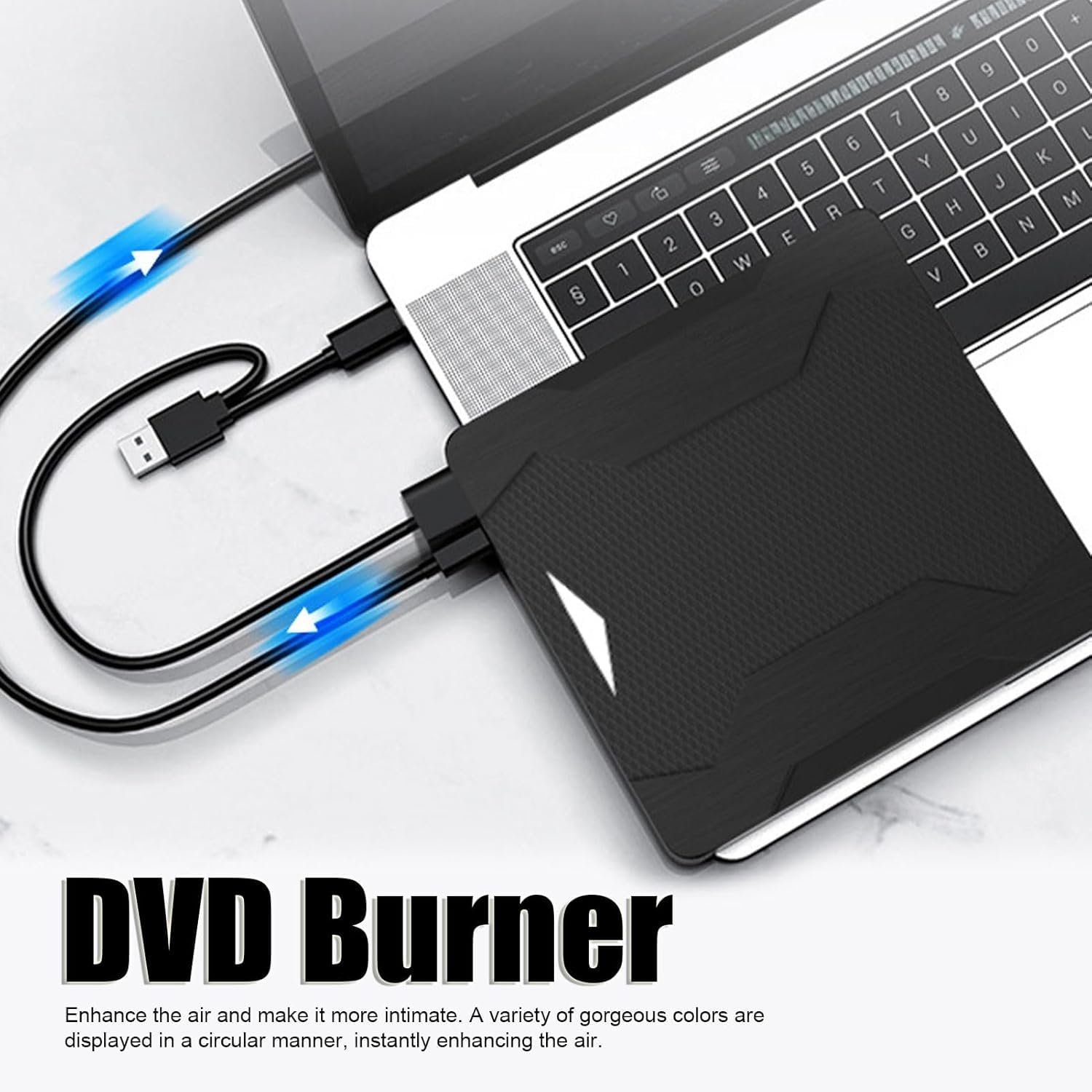 CLUSPEX External DVD Drive Player, USB 3.0 USB-C Portable CD/DVD +/-RW Disk Burner, ROM Reader Writer for Laptop Desktop PC (XD008) - Image 3