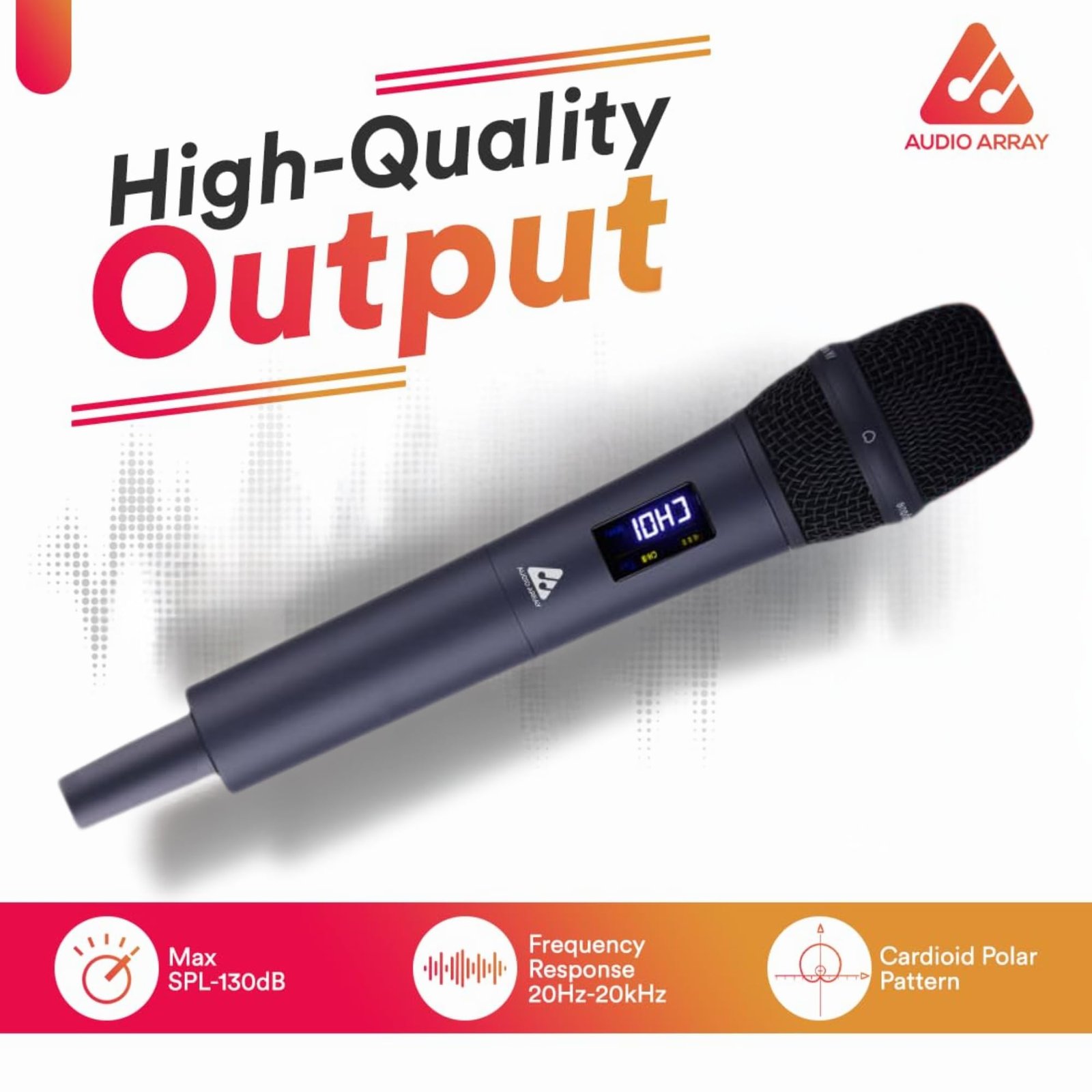 Audio Array AM-W33 UHF Metal Solo Wireless Microphone Set | 2000mAh 6-8 Hours Battery Backup | Range up to 50M | Karaoke Singing, Wedding, DJ, Church | PA System, Amplifier, Mixer, Party Box - Image 8