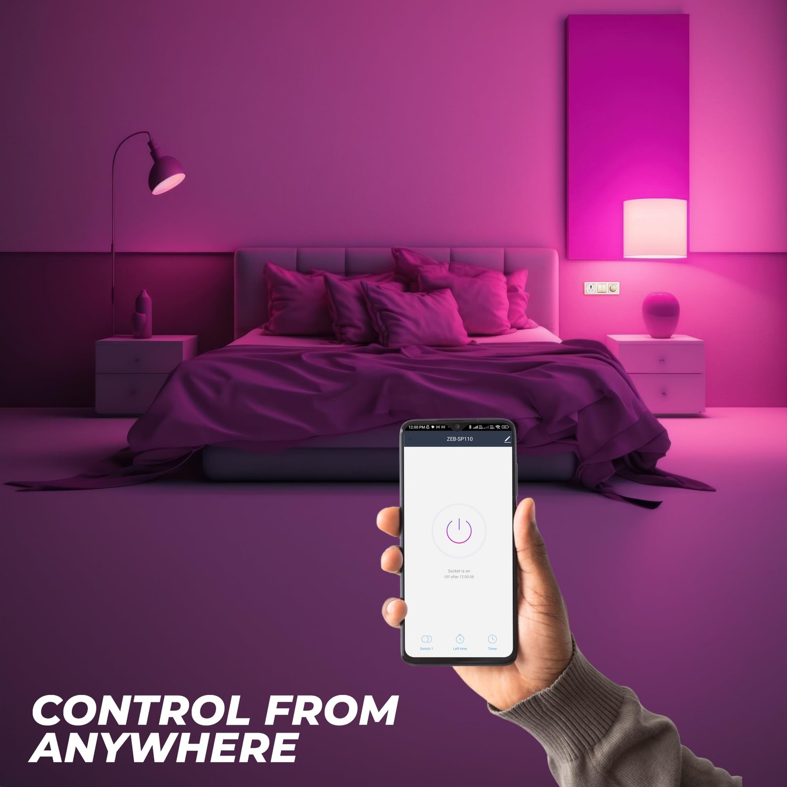 Zebronics ZEB-SP110, Smart Wi-Fi Plug Compatible with Google Assistant & Alexa, Supports Upto 10A and Comes with a Dedicated APP That Features Scheduled Control.