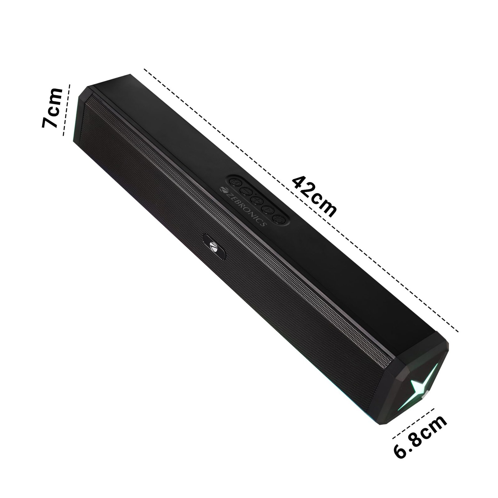 ZEBRONICS VITA BAR 150 Wireless Bluetooth Soundbar, 20W RMS, 2.0 Channel, Dual (52mm Driver & Passive Radiator), Upto 8 Hours Playback, Built in Battery, BTv5.3 | USB | mSD | AUX | | TWS, RGB LED