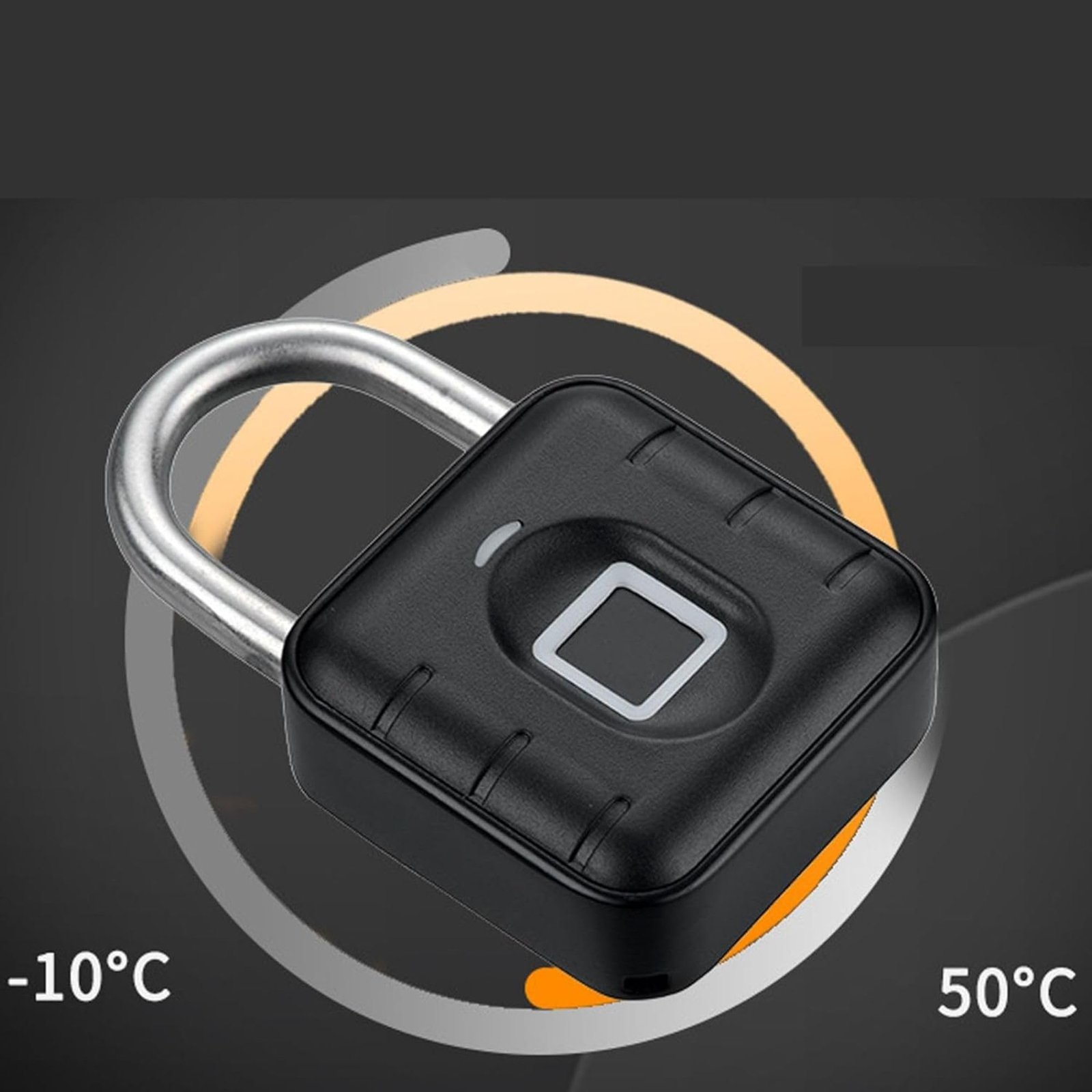 LAVNA Smart Biometric Padlock with 2-Way Access: Fingerprint, Mobile App, IP67 Waterproof for Doors, Bags, Suitcase, Garage, Cabinet, Warehouse & Shutter (Small), Black - Image 3