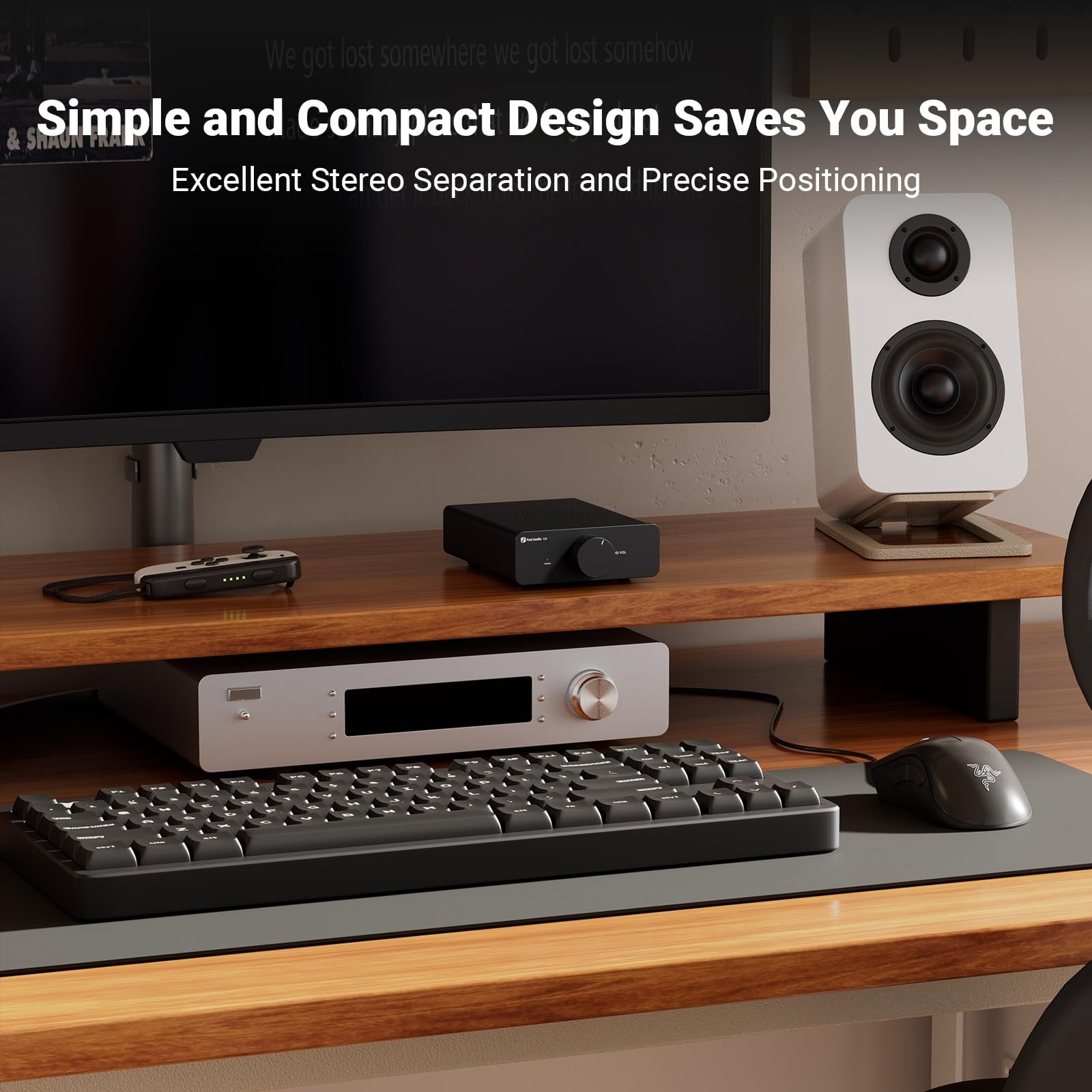 Fosi Audio V3 Stereo Power Amplifier Home Audio 300 Watts x2 TPA3255 Class D Mini Speaker Amp 2 Channel Audio Component Amplifier for Passive Bookshelf Tower Speakers for Desktop Home Theater - Image 8