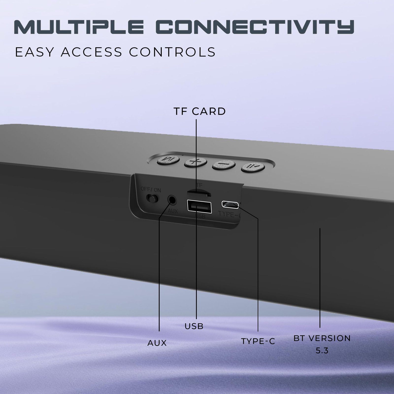 iNFiRe FireBar 12 Bluetooth Soundbar Speaker, 12W Powerful Sound, Upto 10 Hrs Playtime, Soundbar for Phone/TV/Laptop/Tablets/Projectors, with TWS Function (Black)