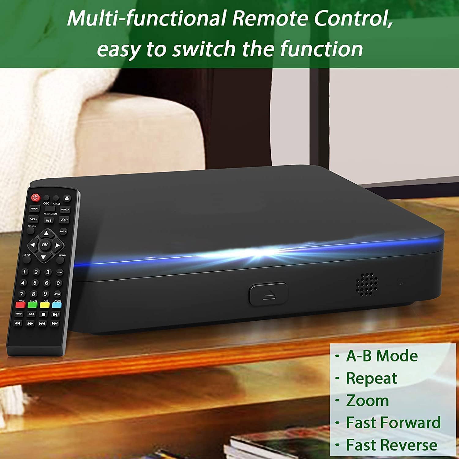 [Upgrade] Mini Blu-Ray DVD Player, HD Blue Ray Disc Player, 1080p Home Theater Video DVD Player with HDMI AV Output, Support USB Device, NTSC PAL System with HDMI AV Cables + Remote Control