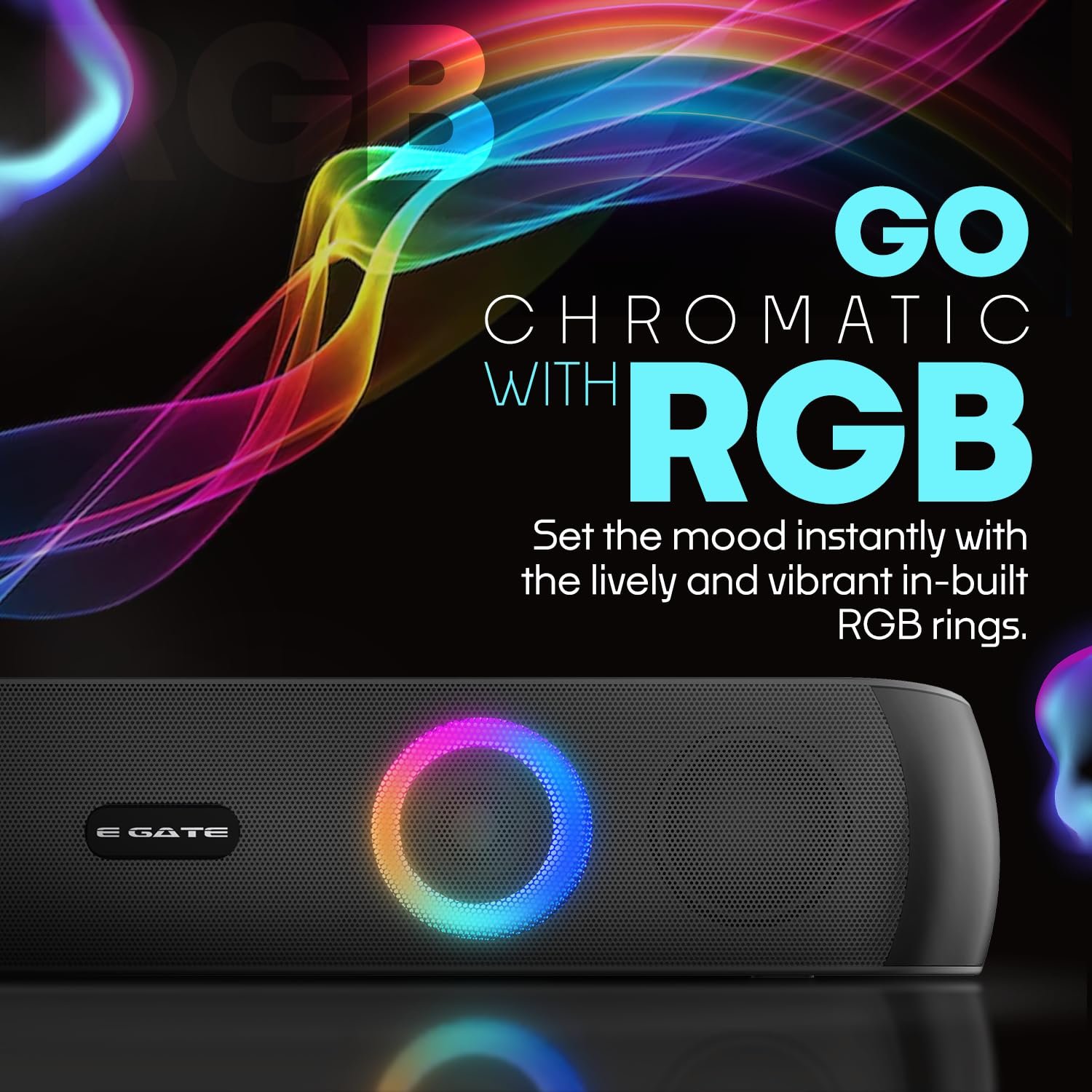 E GATE C210 | 20W Bluetooth Speaker Soundbar, Dual Drivers + Dual Passive Radiator for Extra bass, RGB Light, Upto 15 Hrs Backup from 2000mah Battery, Call Function, TWS, Aux, USB, FM - Image 8