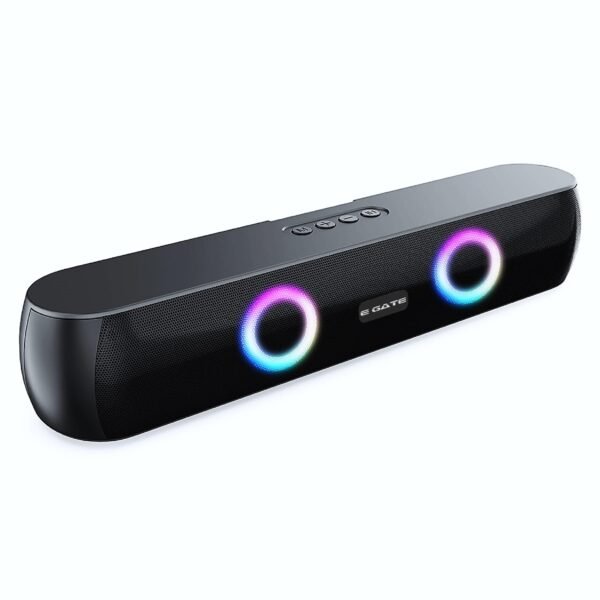 E GATE C210 | 20W Bluetooth Speaker Soundbar, Dual Drivers + Dual Passive Radiator for Extra bass, RGB Light, Upto 15 Hrs Backup from 2000mah Battery, Call Function, TWS, Aux, USB, FM