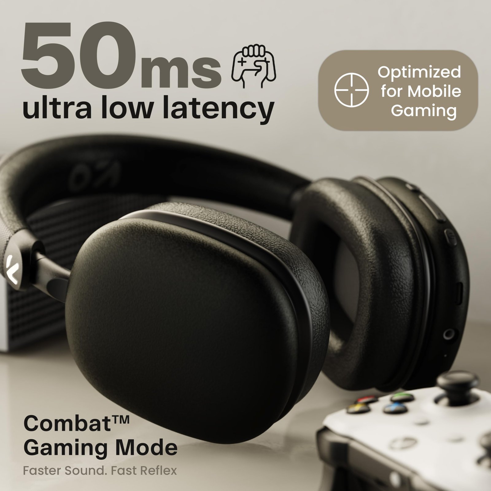 GOBOULT Fluid X Headphones Bluetooth Wireless with 60H Playtime, 40mm Drivers, Zen ENC Mic, Type-C Charging, Combat™ Gaming, BTv 5.4, Headphones Wireless with mic (Jet Black) - Image 11