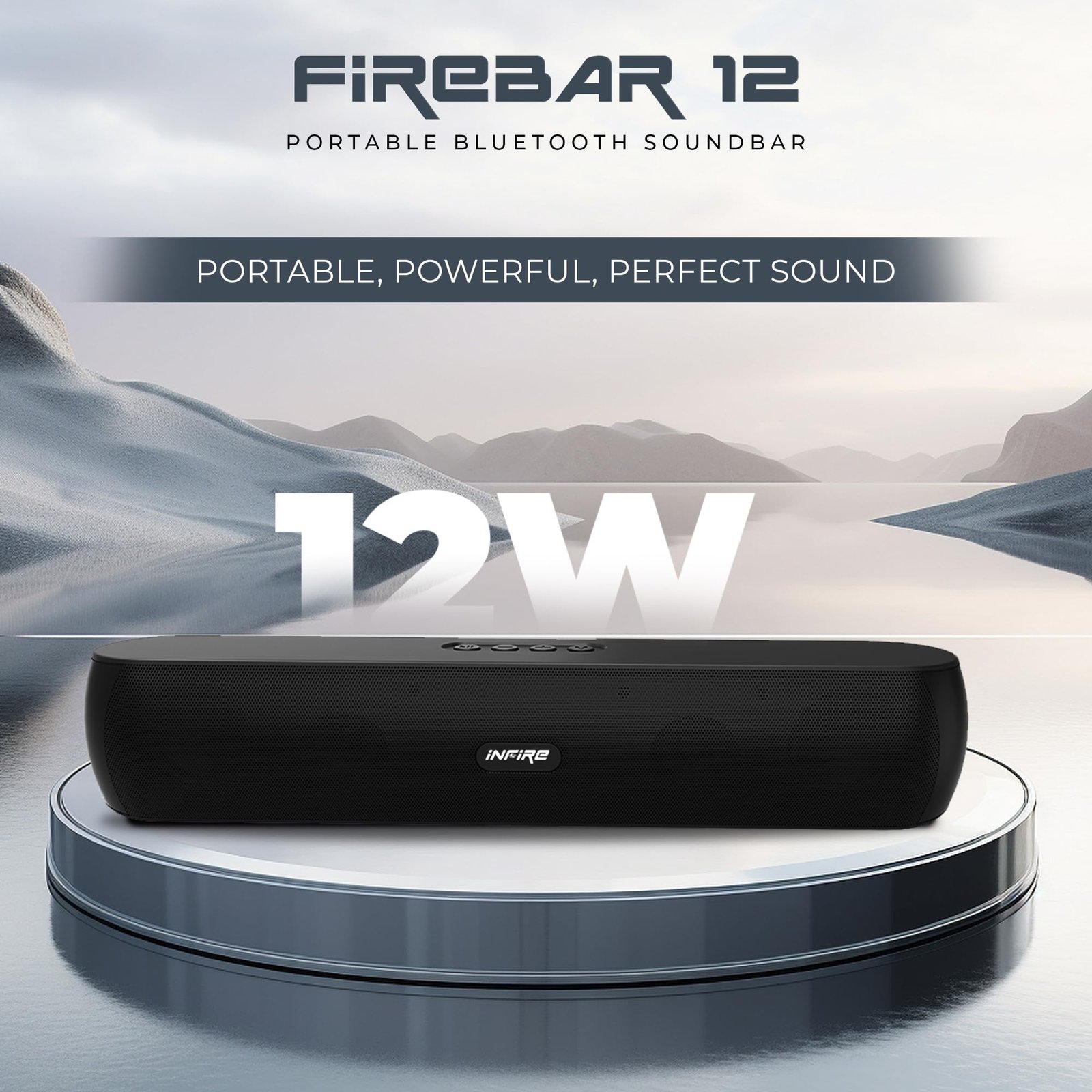 iNFiRe FireBar 12 Bluetooth Soundbar Speaker, 12W Powerful Sound, Upto 10 Hrs Playtime, Soundbar for Phone/TV/Laptop/Tablets/Projectors, with TWS Function (Black) - Image 5