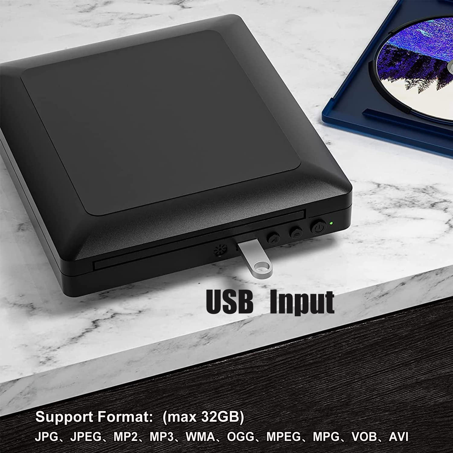Mini DVD Player, All Region DVD CD/Disc Player for TV with HDMI/AV Output, HDMI/AV Cables Included, HD 1080P Supported Built-in PAL/NTSC System USB Input - Image 6