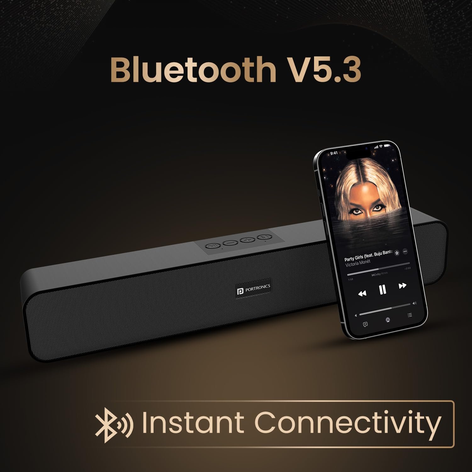 Portronics Decibel 24 | 10W Bluetooth Soundbar Speaker with in Built Mic, HD Sound, Bluetooth 5.3v/USB/TF Card/Aux in, Soundbar for Phone/Laptop/Tablets, Type C Fast Charging (Black) - Image 5