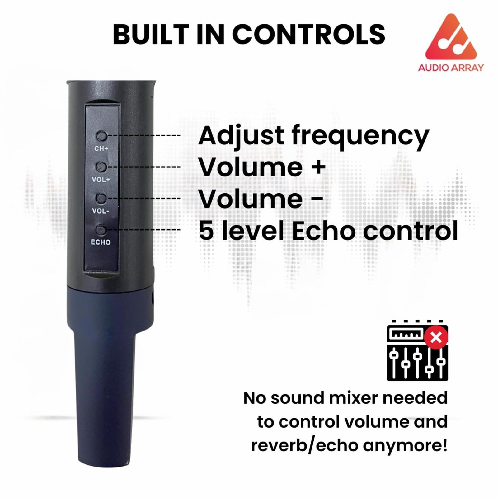 Audio Array AM-W33 UHF Metal Solo Wireless Microphone Set | 2000mAh 6-8 Hours Battery Backup | Range up to 50M | Karaoke Singing, Wedding, DJ, Church | PA System, Amplifier, Mixer, Party Box - Image 6