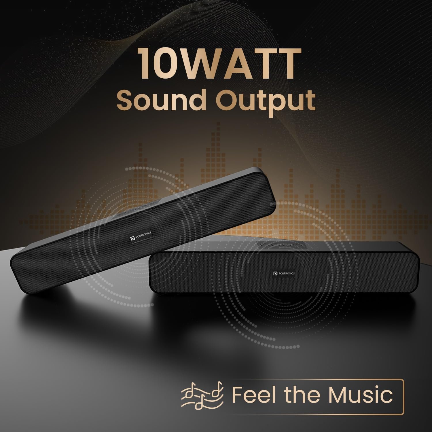 Portronics Decibel 24 | 10W Bluetooth Soundbar Speaker with in Built Mic, HD Sound, Bluetooth 5.3v/USB/TF Card/Aux in, Soundbar for Phone/Laptop/Tablets, Type C Fast Charging (Black) - Image 8