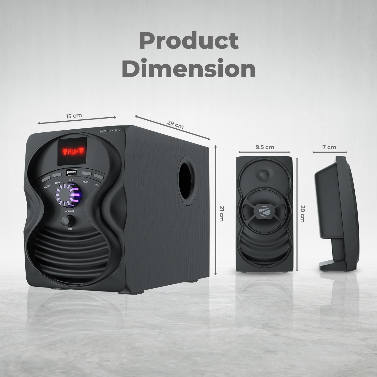 ZEBRONICS Omega 7.1 Home Theatre Speaker with 120W Output, Bluetooth v5.0, USB, AUX, FM Radio, Powerful Subwoofer, LED Display, Remote, Volume & Bass Control