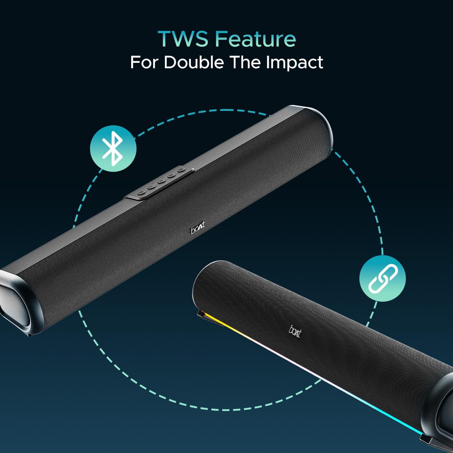 boAt Aavante Bar 950 Bluetooth Soundbar w/ 40W Signature Sound,RGB,Dual Passive Radiators, Up to 7 hrs Playback, Free Music Streaming on JioSaavn, Bluetooth Sound Bar, Soundbar Speaker (Premium Black) - Image 3