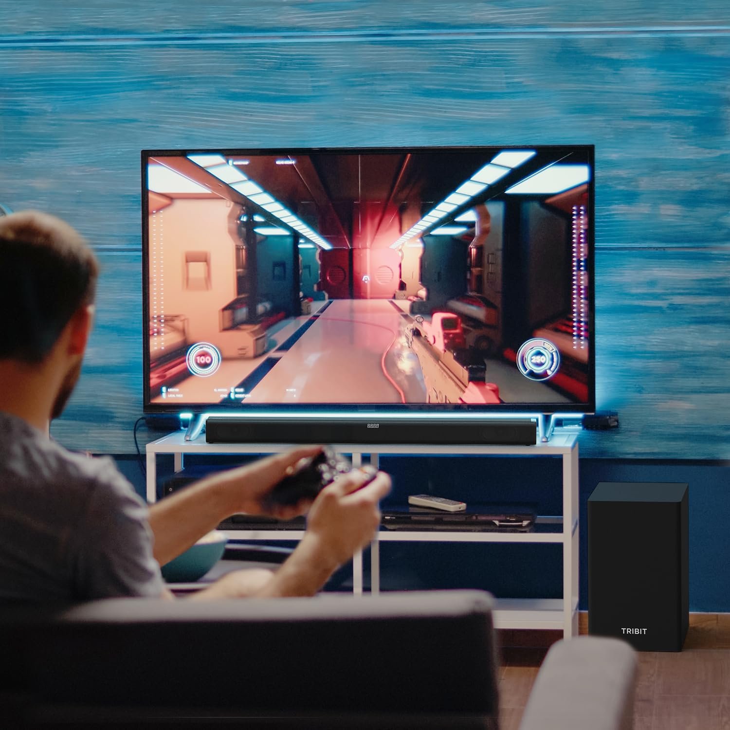 Tribit Soundbar Speaker S1 with Wired Subwoofer for Deep Bass(200W Peak), 2.1 Channel TV Home Theatre, BT5.3, LED Display, Multiple Connectivity and 4 EQ Modes, Bass & Treble Control & Remote Control - Image 3