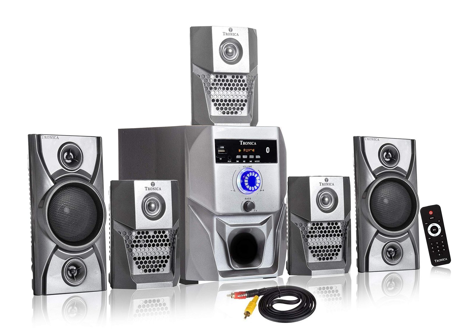 TRONICA Super King 40W 5.1 Multimedia Bluetooth Home Theater System with FM/PenDrive/Sd Card/Mobile/Aux Support & Remote (5.1 Speaker Set Grey)