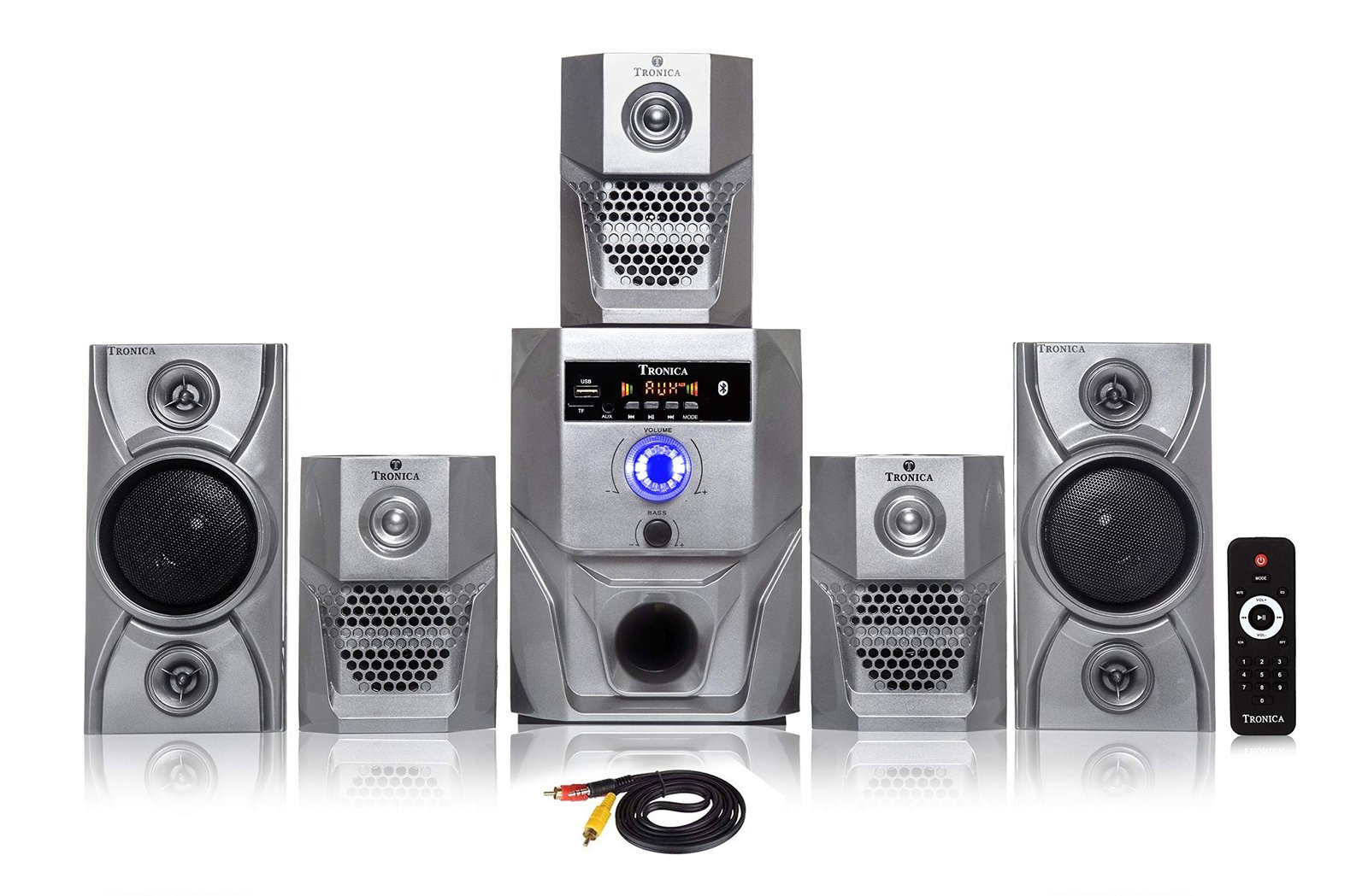 TRONICA Super King 40W 5.1 Multimedia Bluetooth Home Theater System with FM/PenDrive/Sd Card/Mobile/Aux Support & Remote (5.1 Speaker Set Grey) - Image 7