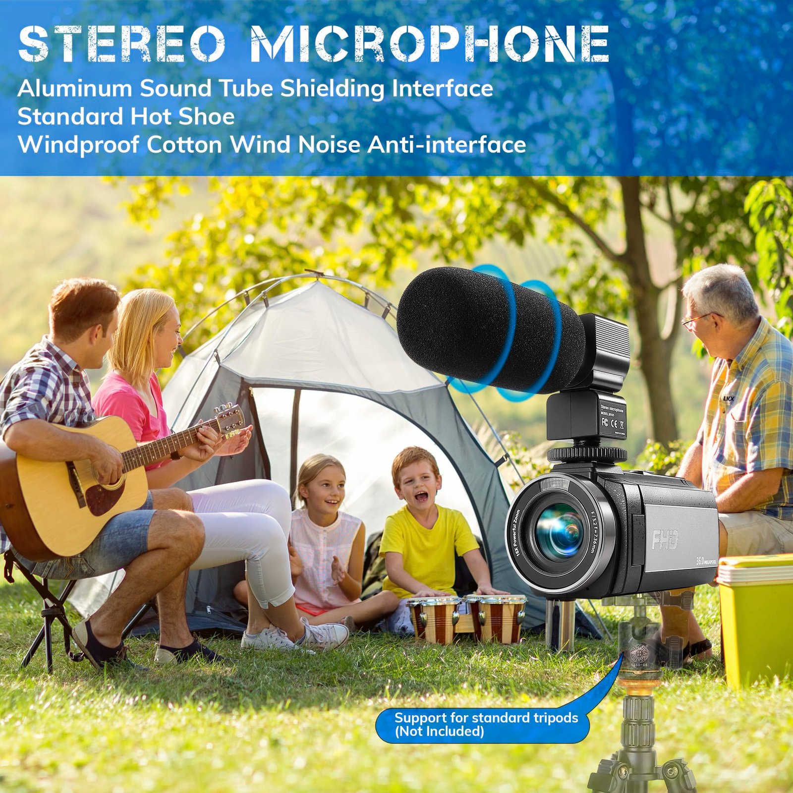 Camcorder FHD 1080P Video Camera for YouTube with 30FPS 36MP 3.0 Inch 270 Degree Rotation LCD, 16X Digital Zoom Vlogging Camera for Beginners with 2 Batteries Microphone, Remote, Stabilizer, Lens Hood - Image 5