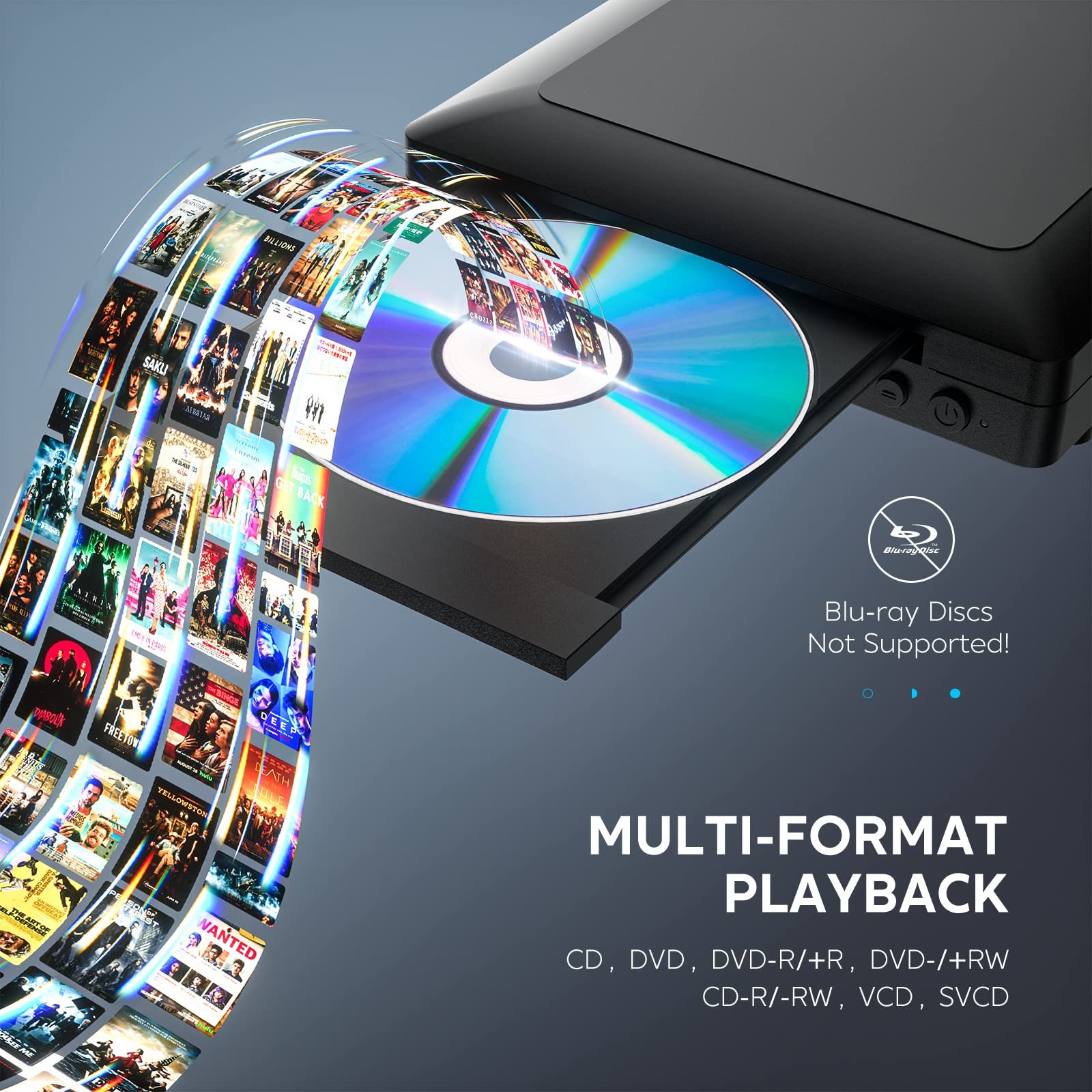 Mini DVD Player, All Region DVD CD/Disc Player for TV with HDMI/AV Output, HDMI/AV Cables Included, HD 1080P Supported Built-in PAL/NTSC System USB Input