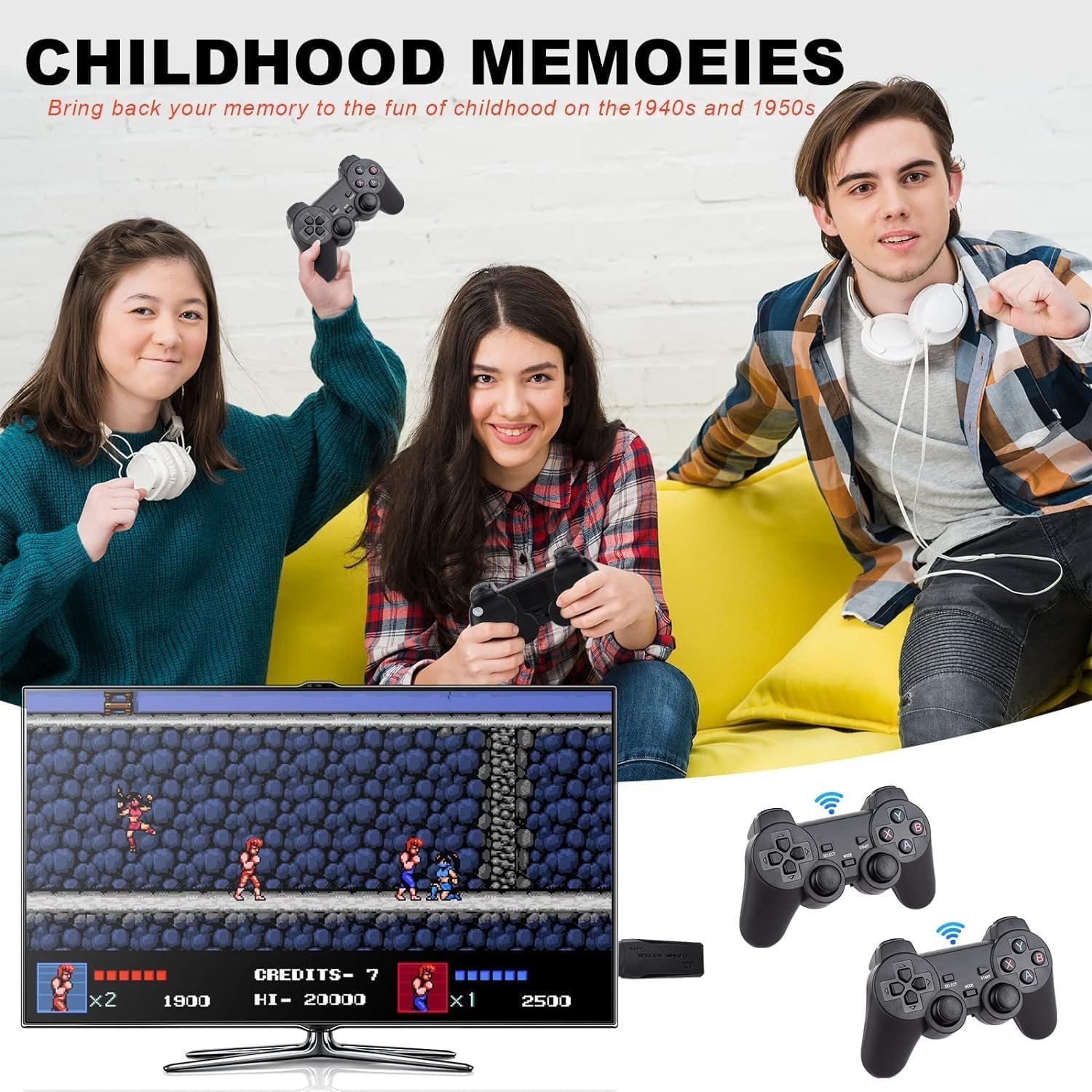 4k Wireless Retro Game Console Stick 4K Stick with Built-in 9+ Emulators 21,000+ Games, 4k Hdmi Output & 2.4GHz Wireless Controller, Retro Game Emulators Plug & Play TV Game for Men/Women/Girls/Boys - Image 6