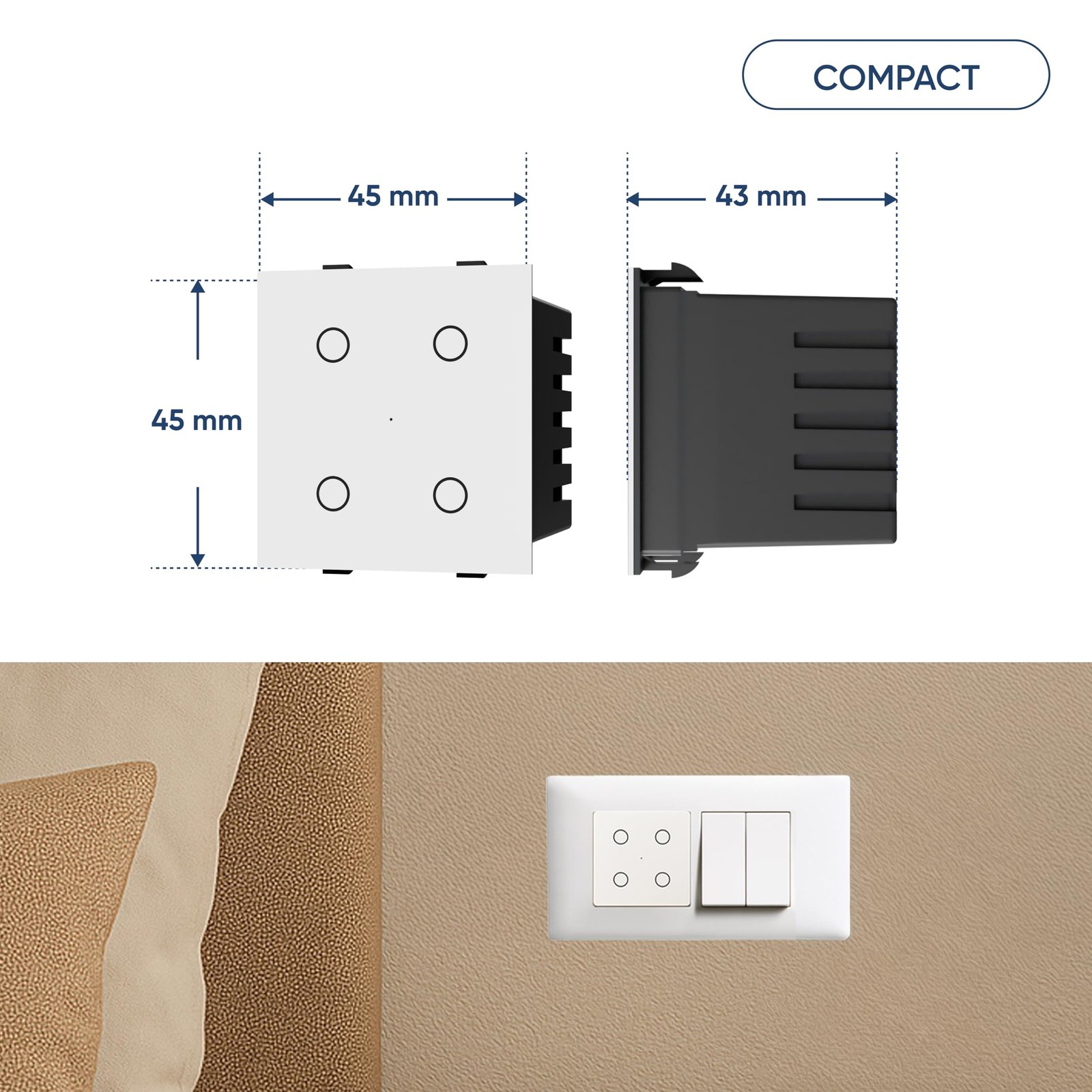 AZIOT Smart Wi-fi Modular 4 Gang Premium Touch Switch (6 Amps Each) - GLASS (Not Acrylic): Elevate Your Home with Effortless Control (Fits in Anchor Roma Classic and Similar Plates) Home Automation - Image 8