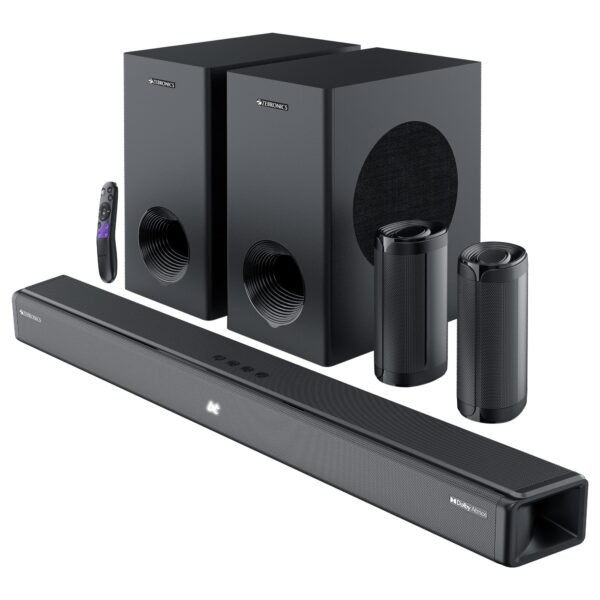 ZEBRONICS Juke BAR 9775, Dolby Soundbar, 650 Watts, 5.2.2 Surround, Dolby Atmos, Dual Wireless Subwoofer & Rear Satellites, 5 Driver Soundbar, BTv5.3| HDMI (eARC) | Optical | USB | AUX