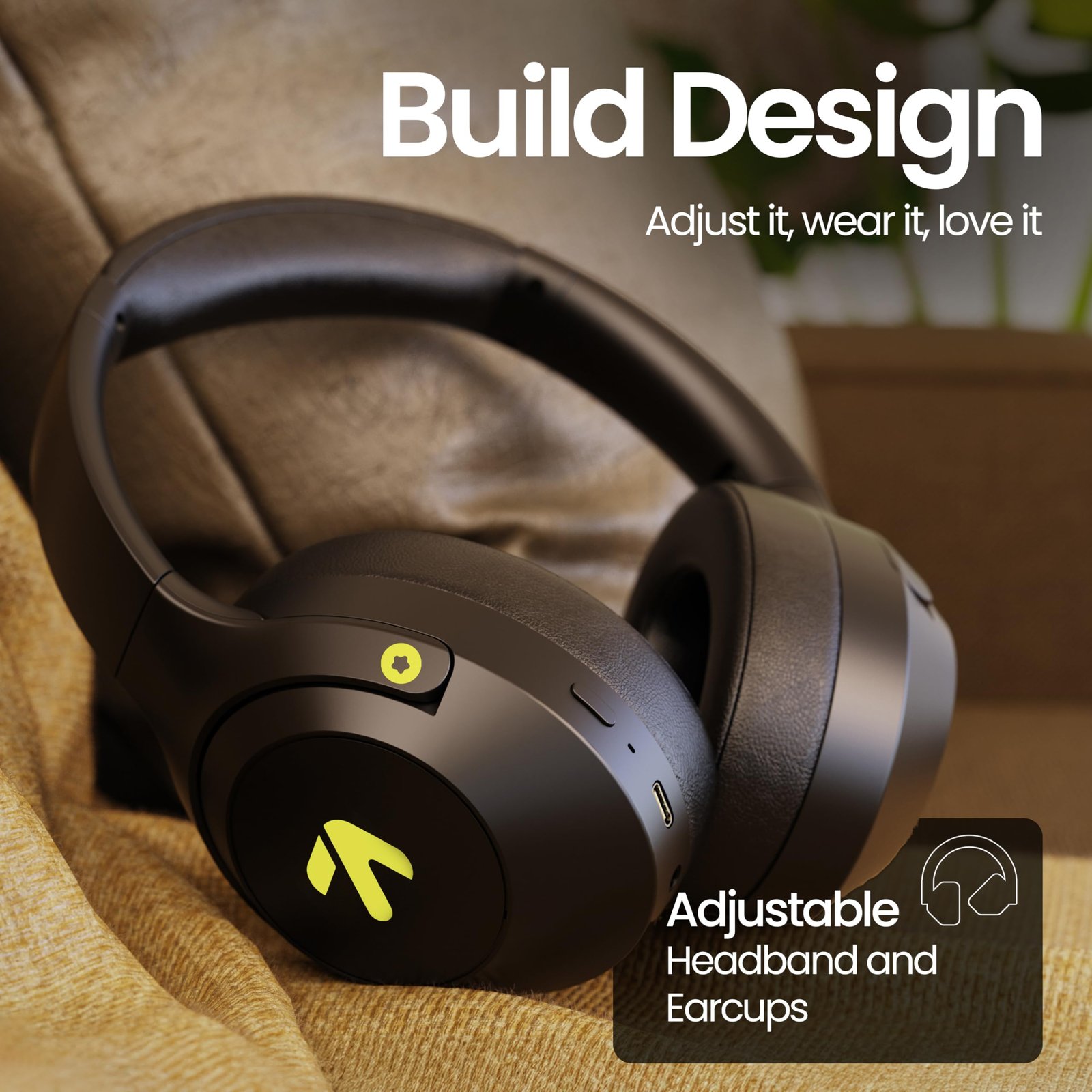 GOBOULT Flex On Ear Bluetooth Headphones with 80H Playtime, 40mm Bass Drivers, Zen™ ENC Mic, Type-C Fast Charging, BT 5.4, AUX, 60ms Low Latency, IPX5, Wireless Headphone(Jet Black) - Image 6