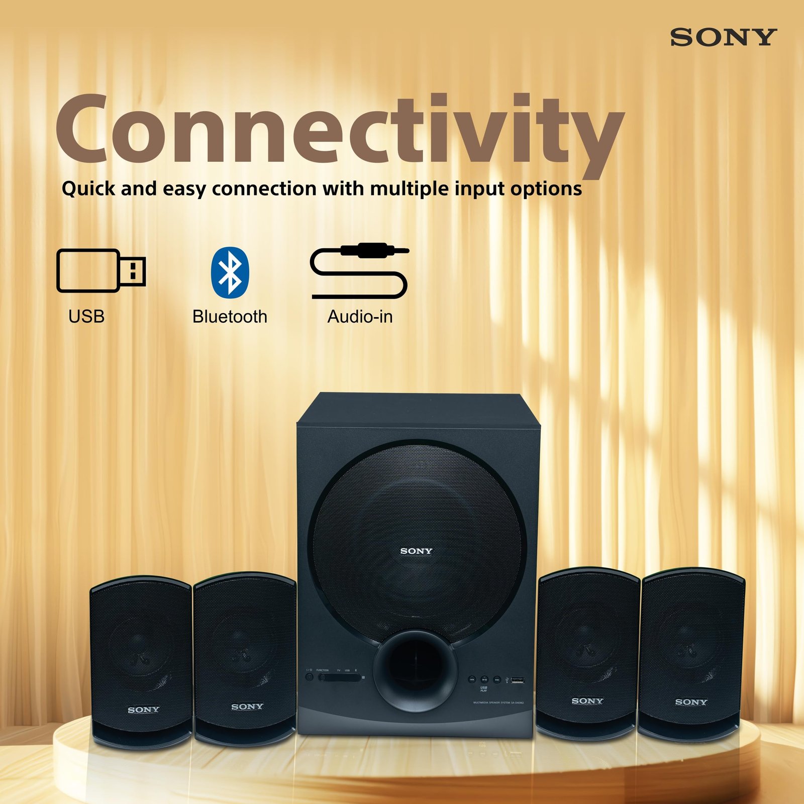 Sony SA-D40M2 All in One 4.1ch Home Theatre System with 100W Power Output and Powerful Subwoofer – Black - Image 4