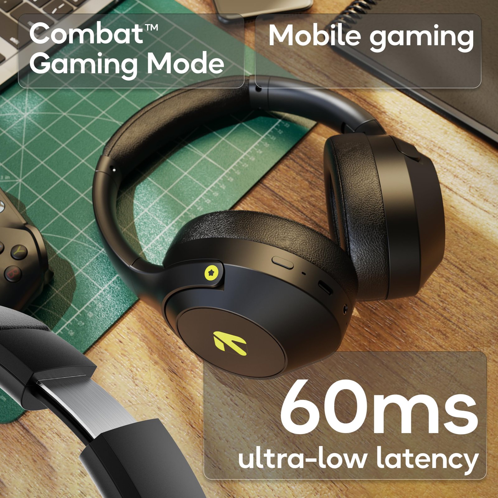 GOBOULT Flex On Ear Bluetooth Headphones with 80H Playtime, 40mm Bass Drivers, Zen™ ENC Mic, Type-C Fast Charging, BT 5.4, AUX, 60ms Low Latency, IPX5, Wireless Headphone(Jet Black) - Image 7