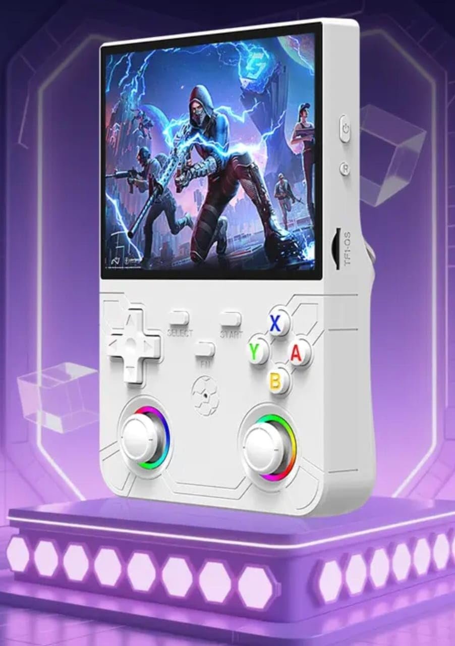 R36 Ultra X Portable Retro Gaming Console with 4.5″ HD Display, RGB Light Ring Joysticks, Vibration Feedback, Rechargeable Handheld Console