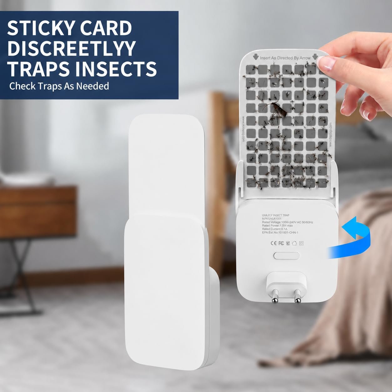 Zero Mosquitoes UVA Mosquito Smart Trap, Indoor Insect Catcher with LED Light, Electronic Bug Zapper, Mosquito Killer lamp for Home, Kids Bedroom, Indoor, Outdoor Office. (1 Device + 5 Glue Pads) - Image 6
