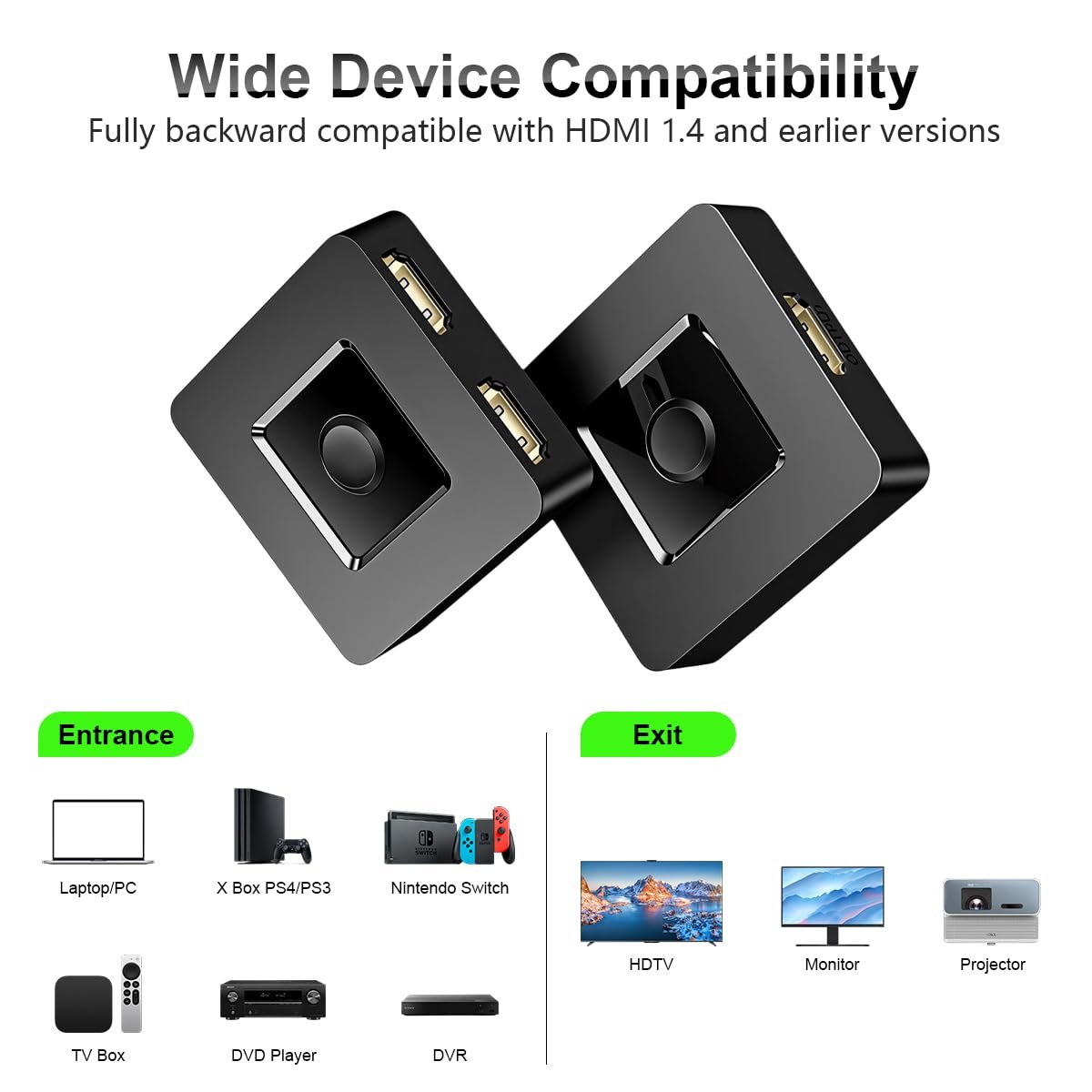 ® HDMI Switch 4k@60hz, BD&M Bi-Directional HDMI Switcher 2 in 1 Out, Manual HDMI Hub Supports HD Compatible with Laptop PC Xbox PS5/4/3 Blu-Ray Player Fire Stick Roku and More - Image 6