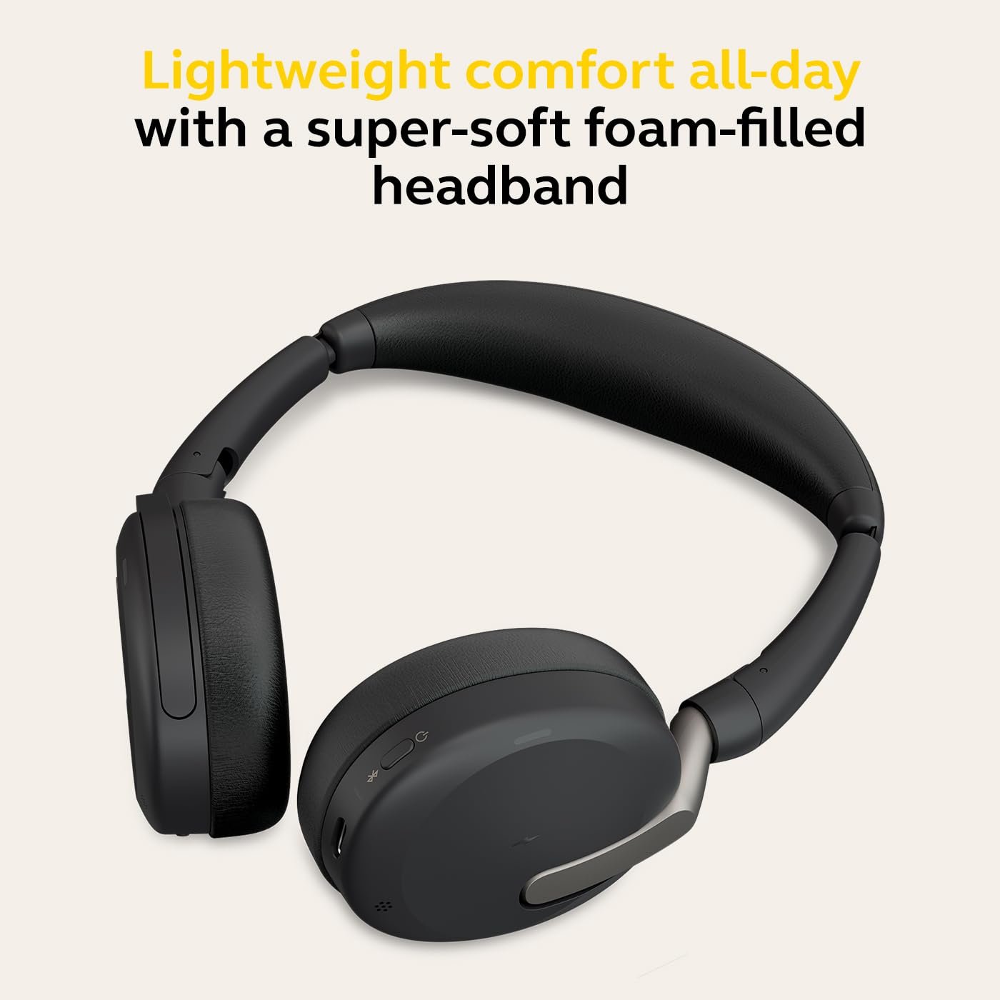 Evolve2 65 Flex MS Teams Wireless Bluetooth Headset with USB-C Adapter, Hybrid ANC Headphones, Foldable Business Headset, ClearVoice Mic, 20Hr Talk Time, Portable Office Headphones.