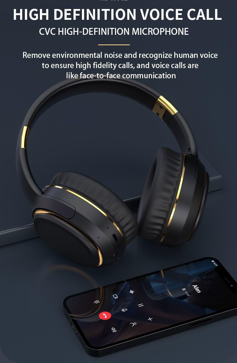 H6 Over Ear Headphones with RGB Light, Upto 50 Hrs Playtime, Fast Charging, in-Built ENC Mic, 40mm Titanium Bass Drivers, Super Soft Cushion, AUX in, Foldable Design, Wireless Bluetooth (Black)