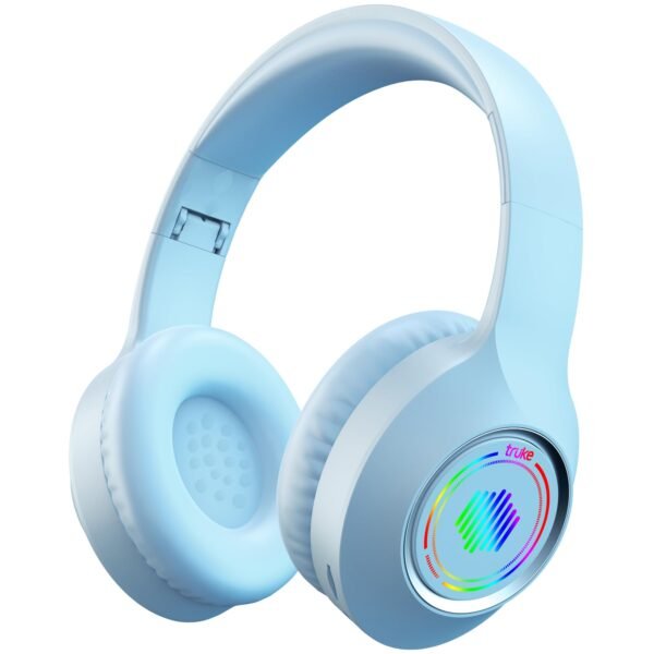 Newly Launched BTG 500 Over The Ear Gaming Headphone with 40mm Drivers, 10H of Playtime, Dual Pairing, Gaming Mode (50ms Latency) with RGB LEDs, TF Card with Volume Control, BT 5.4 (Sky Blue)
