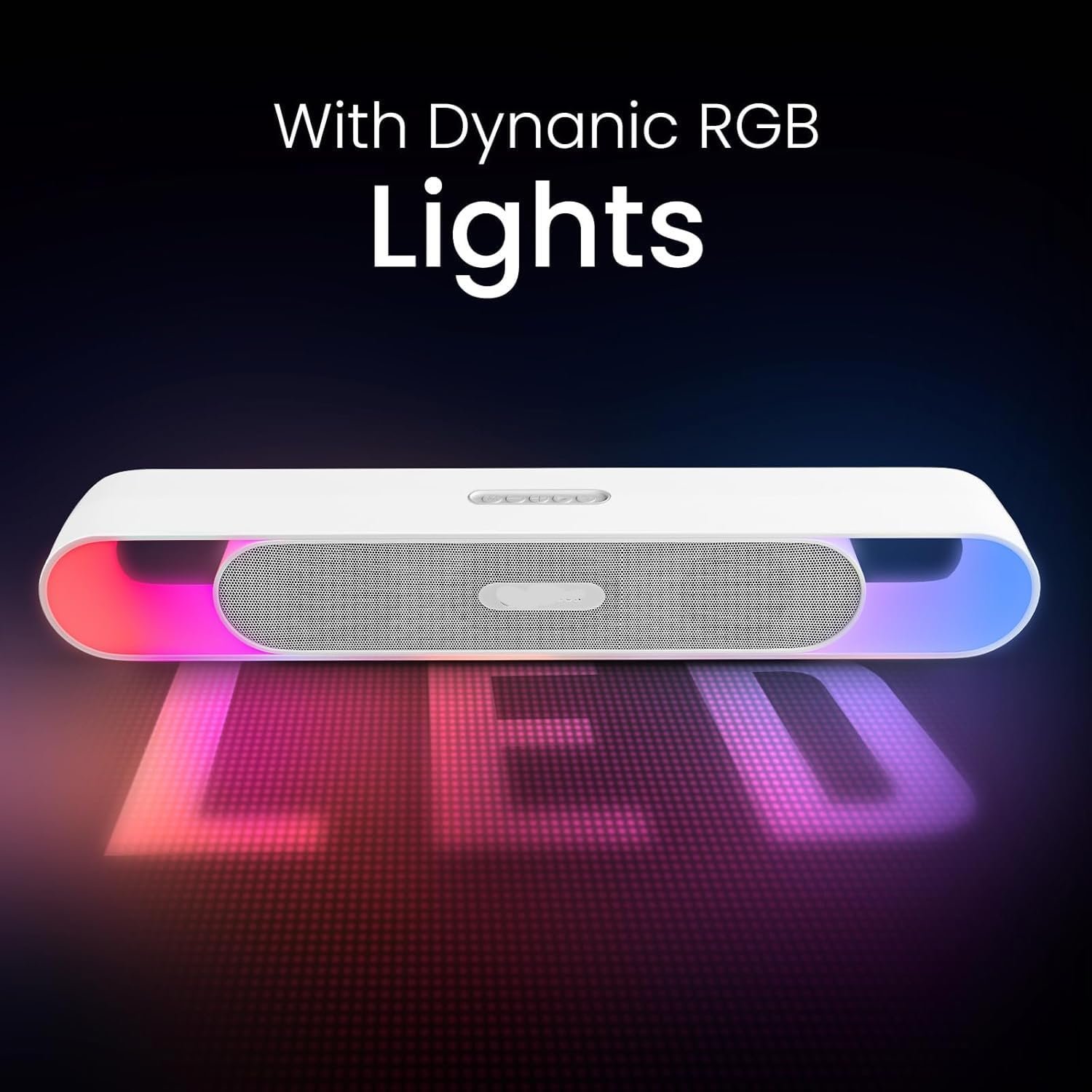 RGB LED Soundbar with Bluetooth, White - Image 7