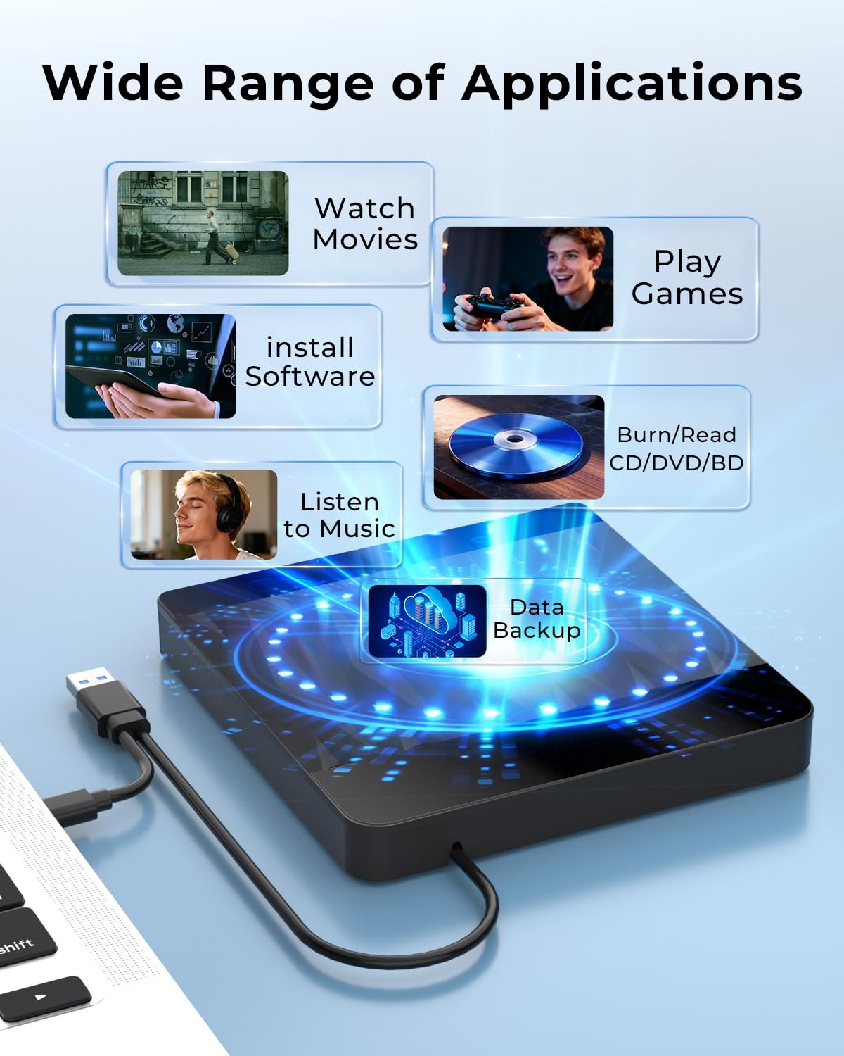 External Blu Ray Drive Bluray Burner External Support 3D Playback Discs - Image 6